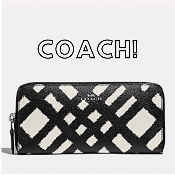 Coach Handbags - NWOT! Coach “Wild Plaid” Leather Accordion Wallet